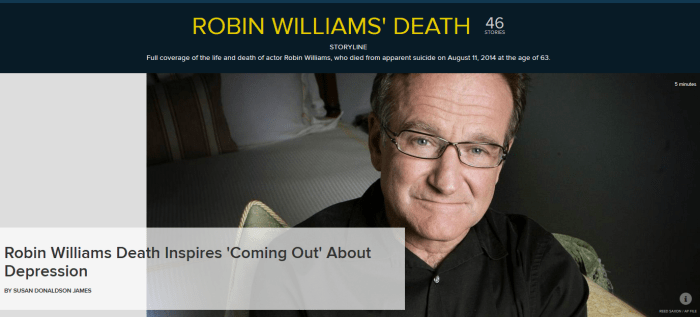 "Robin Williams Death Inspires 'Coming Out' About Depression -- NBC News (Click to read article)