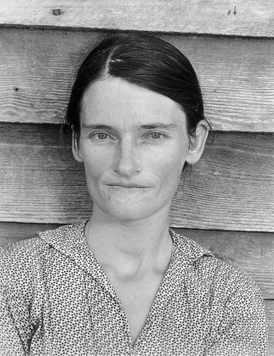 Evans, iconic photo of Allie Mae Burroughs, "Alabama Tenant Farmer Wife," 1936. (Read more here.)